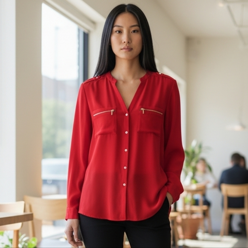Rebecca Malone Red Blouse- Size L
